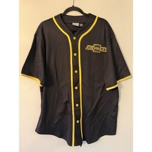 Chevrolet Button Down Baseball Jersey Men's Size Medium Black & Yellow Chevy